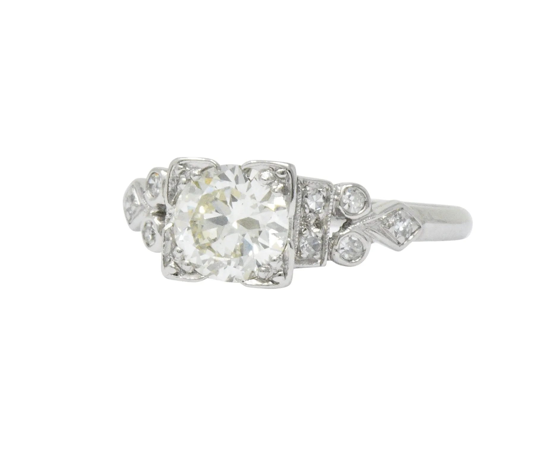 Art Deco 1.05 CTW Diamond Platinum Engagement Ring GIA