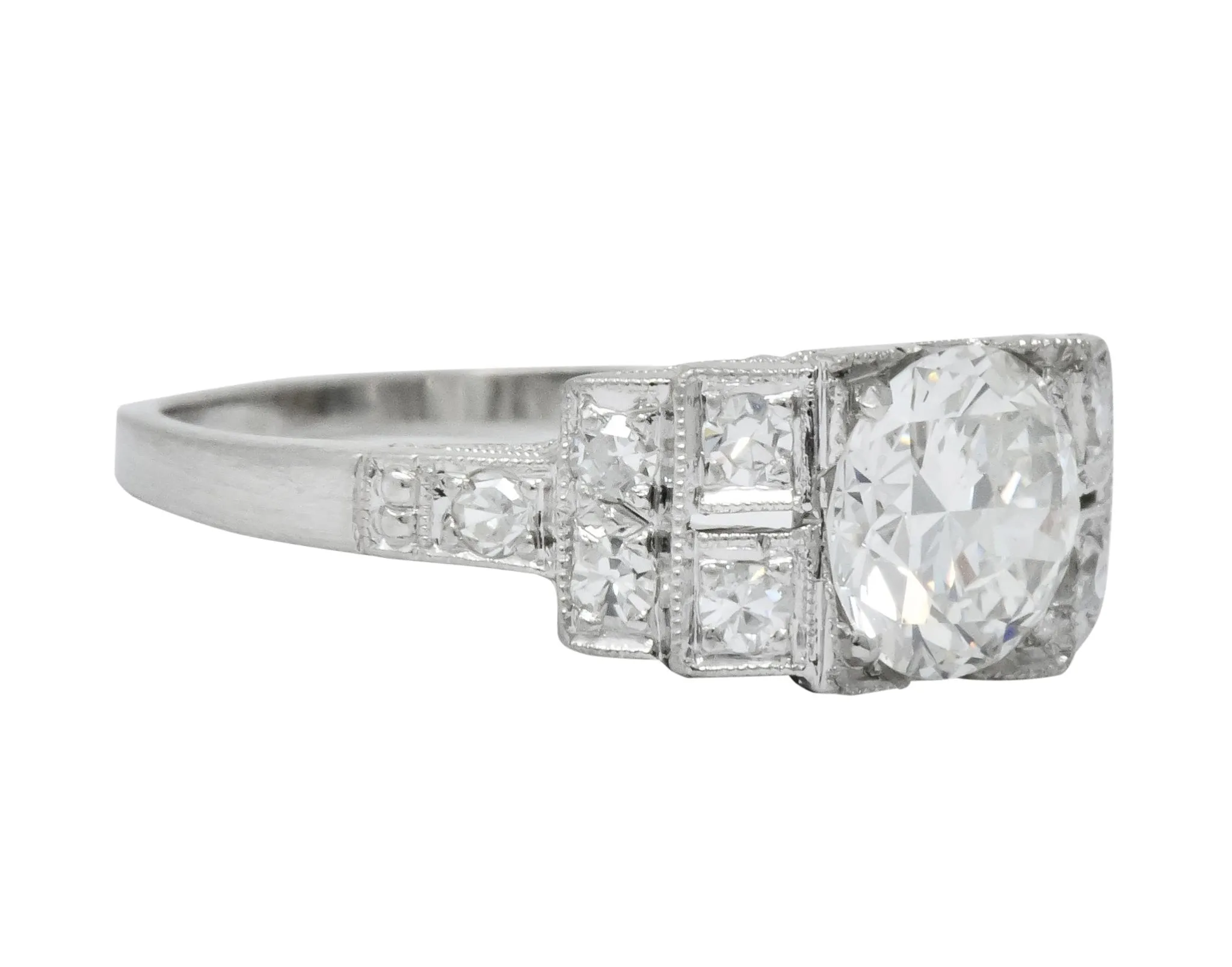 Art Deco 1.20 CTW Diamond Platinum Engagement Ring GIA