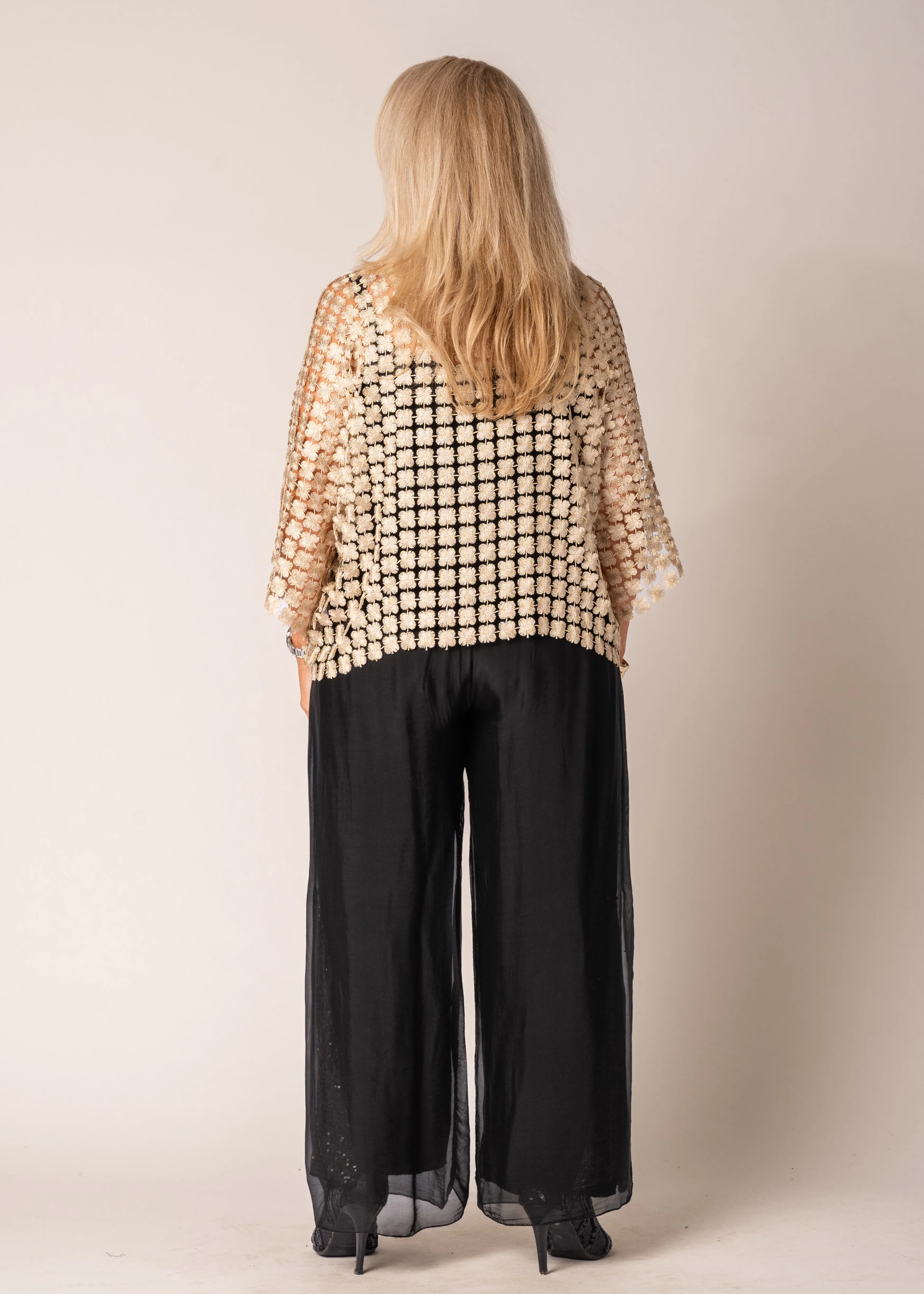 Carera Woven Metallic Top in Gold