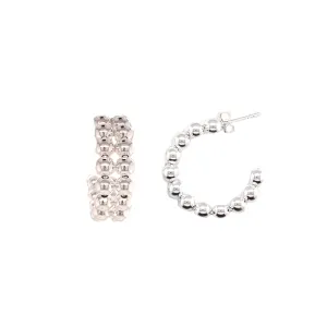 Silver Beaded Hoops